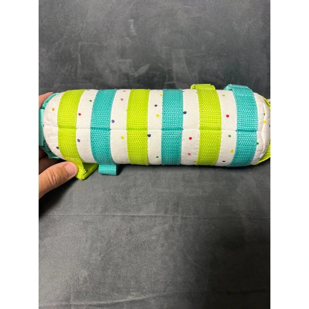 Lovevery Buckle Barrel Sensory Toddler Toy Teal Lime Montessori Motor Skill
